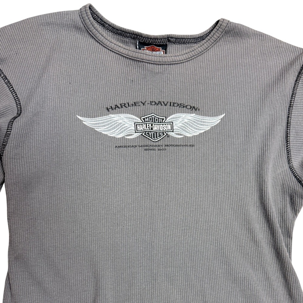 Harley-Davidson Womens Top Bundle Grey Ribbed Tee Tank Lot of 2 Shirts - BW - Picture 2 of 9
